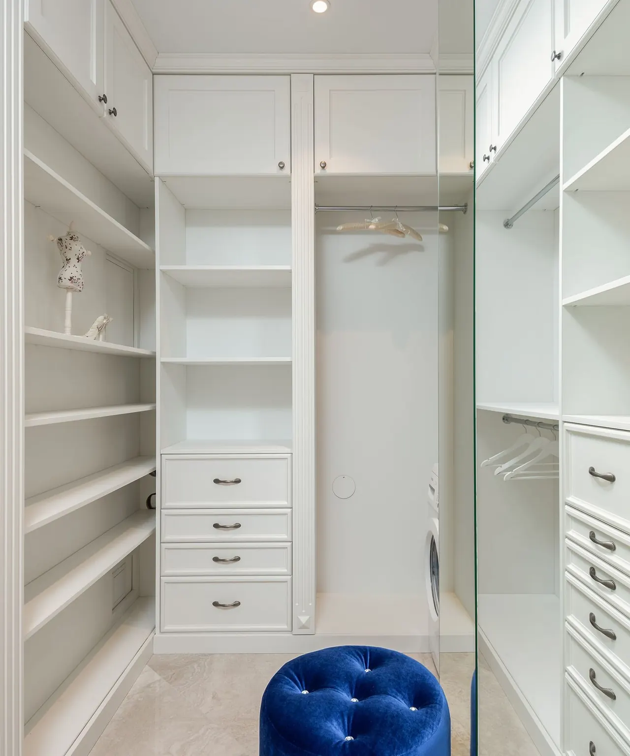 Classic built-in wardrobe with empty shelves and hanging space