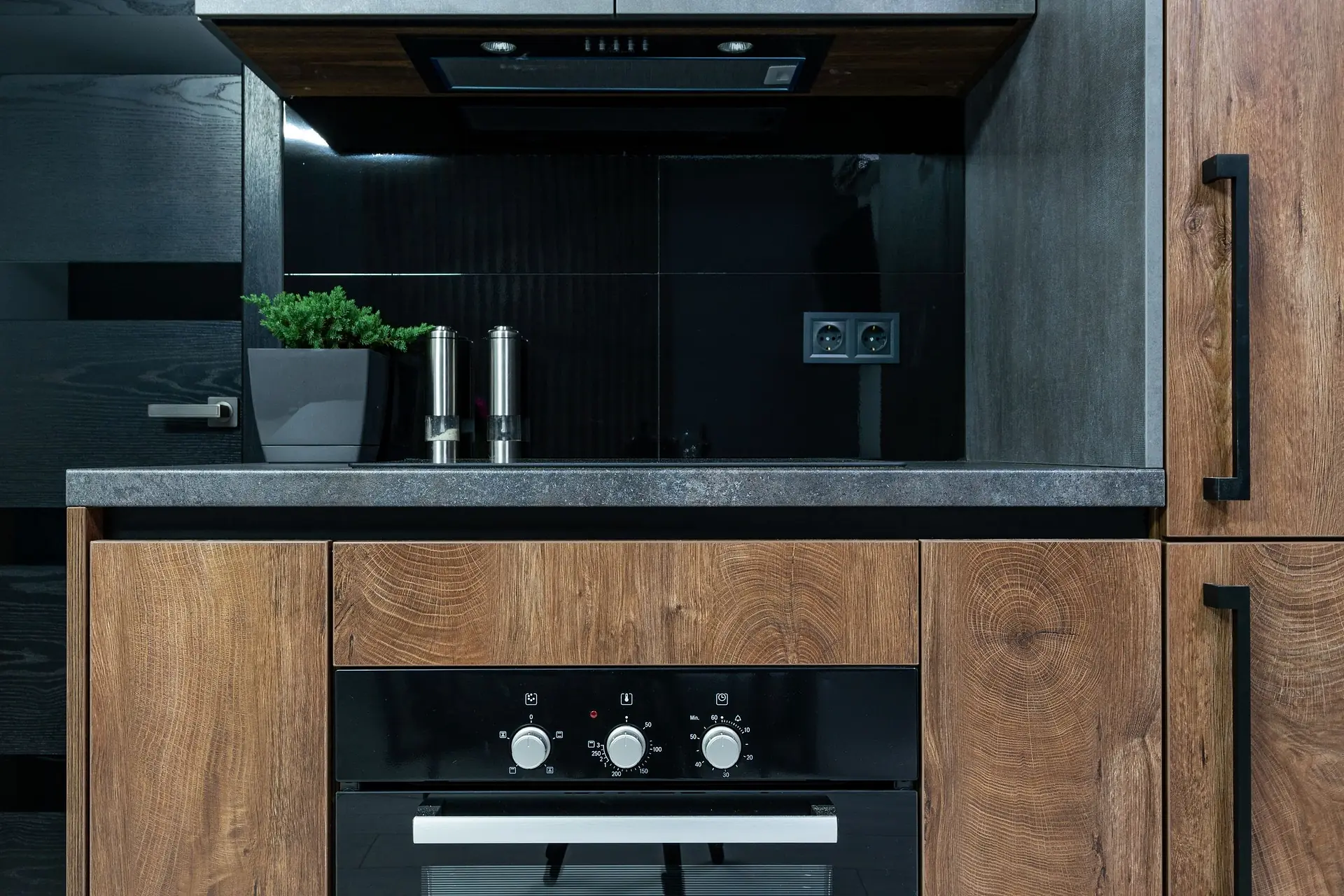 Modern kitchen counter and cabinet detail