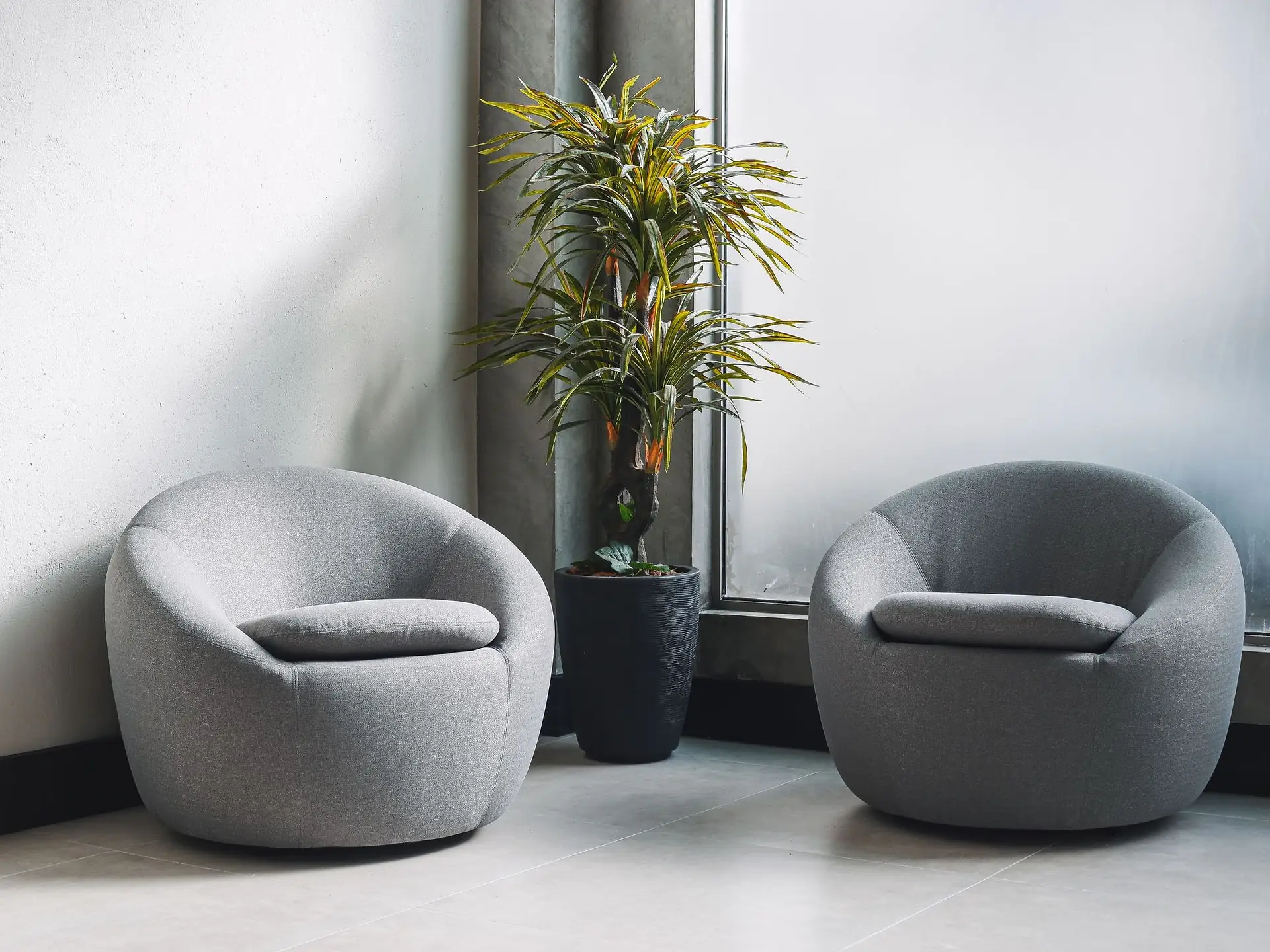 Two armchairs facing each other in a room