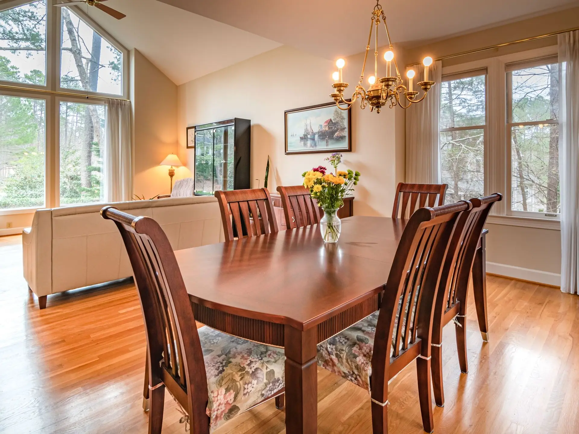 Solid wood table beside a bright window
